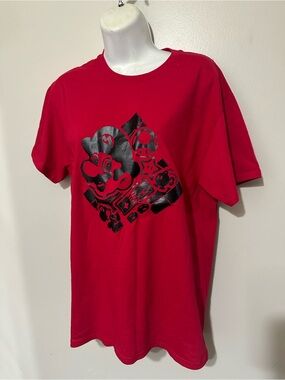 Custom Mario Graphic Tee • Red Gamer Shirt • Handmade Heat‑Press Design